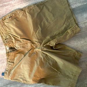 DOCKERS Mens Chino Shorts 38 Beige Tan Khaki Flat Front Casual Golf Buttons